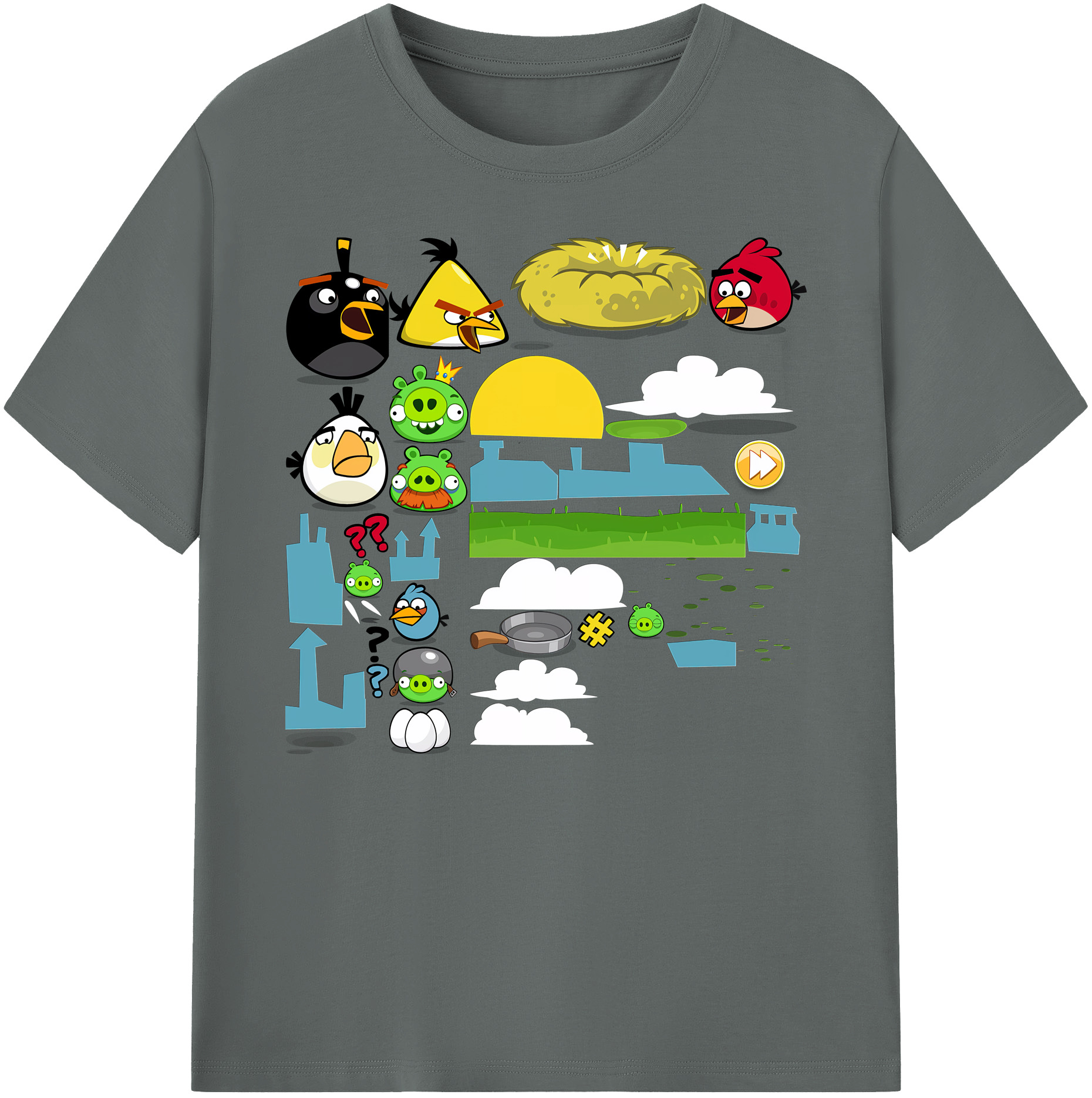（画像用） Angry Birds アングリーバード 綿100％ メンズ半袖Tシャツ｜肌触りやわらか＆通気性